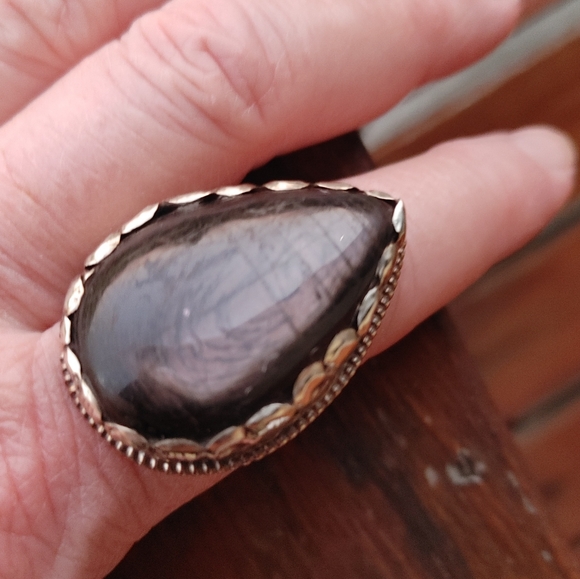 Tibetan Large Black Obsidion Ring (adjustable) - Picture 7 of 14